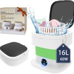 Portable Washing Machine, Mini Washer and Dryer, 16L Folding Lavadora Portatil, 60W Collapsible Small Compact Clothes Laundry with Spin for Underwear, Baby Clothes, Socks(Green)