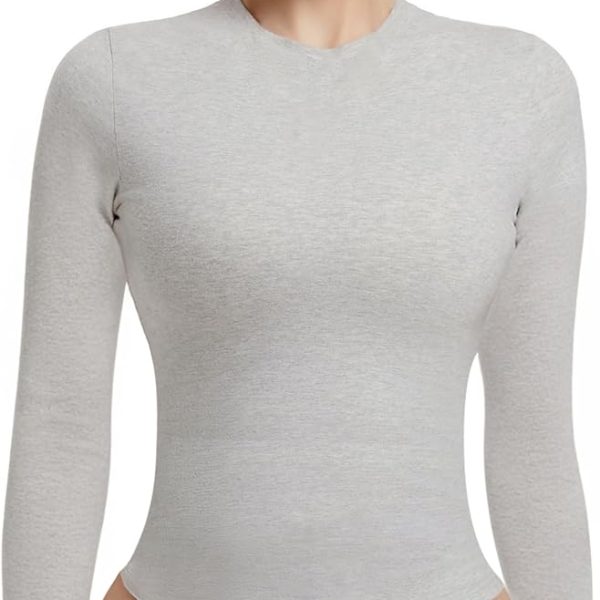 Long Sleeve Shirts for Women Crewneck Basic Tees T Shirts Fitted Crop Tops Y2k Going Out Tops