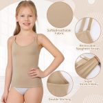 Camisole Tank Tops for Girls, Stretch Undershirts Comfortable Camis with Clear Straps and Silicone Cover - Image 6