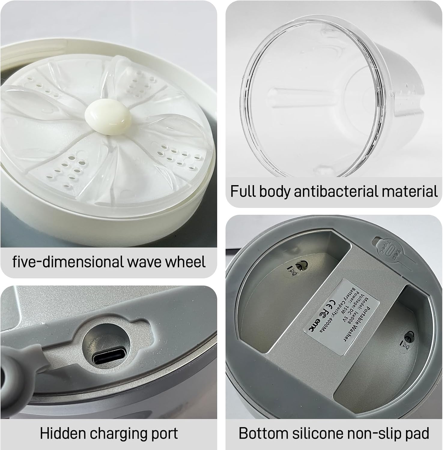 Underwear Washing Machine | Portable 1L Rechargeable Mini Washer Deep Cleaning of Underwear, Baby Small Clothes, Socks | Lightweight and Compact for Apartment, Dorm, Hotel, Travel (White) 9 Underwear Washing Machine | Portable 1L Rechargeable Mini Washer Deep Cleaning of Underwear, Baby Small Clothes, Socks | Lightweight and Compact for Apartment, Dorm, Hotel, Travel (White) - Image 9