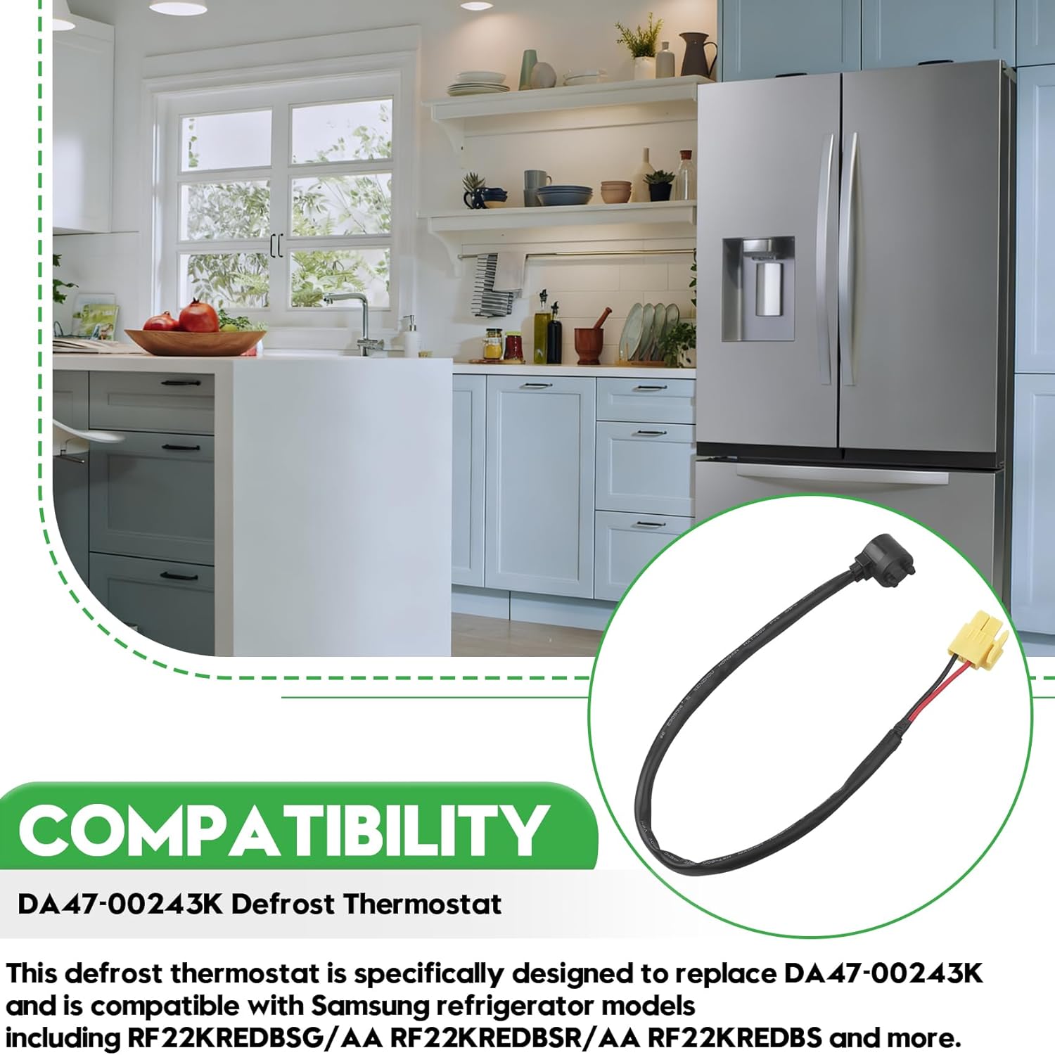 DA47-00243K Defrost Thermostat Compatible with Samsung Refrigerator, Replace Part Number DA47-00243B, DA47-00243C, DA47-00243J, 2025696, AP4403832 and PS4140510 (1 Pack) 3 DA47-00243K Defrost Thermostat Compatible with Samsung Refrigerator, Replace Part Number DA47-00243B, DA47-00243C, DA47-00243J, 2025696, AP4403832 and PS4140510 (1 Pack) - Image 3