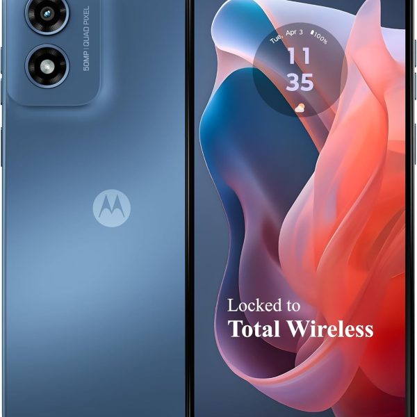 total wireless Motorola Moto g Play 2024, 64GB, Sapphire Blue - Prepaid Smartphone, 6.5" 90Hz HD+ Display, 50MP Camera, Long-Lasting 5000mAh Battery - Locked to