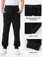 3 Pack Boys Sweatpants Fleece Cotton Athletic Pants Boys Joggers with Zipper Pockets Kids Youth Workout Sweat Pants Size 5-16 - Image 3