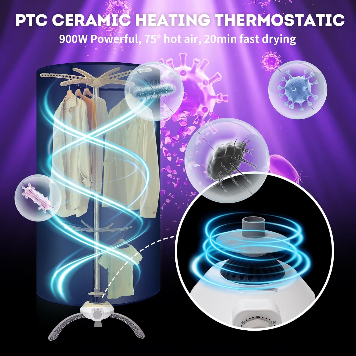 Portable Clothes Dryer - Upgraded Large Capacity for Families, Apartments,Travel and RV, Mini 900W Fast-Drying Machine for Clothing and Shoes Quick And Easy to Use Foldable Compact Dryer 6 Portable Clothes Dryer - Upgraded Large Capacity for Families, Apartments,Travel and RV, Mini 900W Fast-Drying Machine for Clothing and Shoes Quick And Easy to Use Foldable Compact Dryer - Image 6