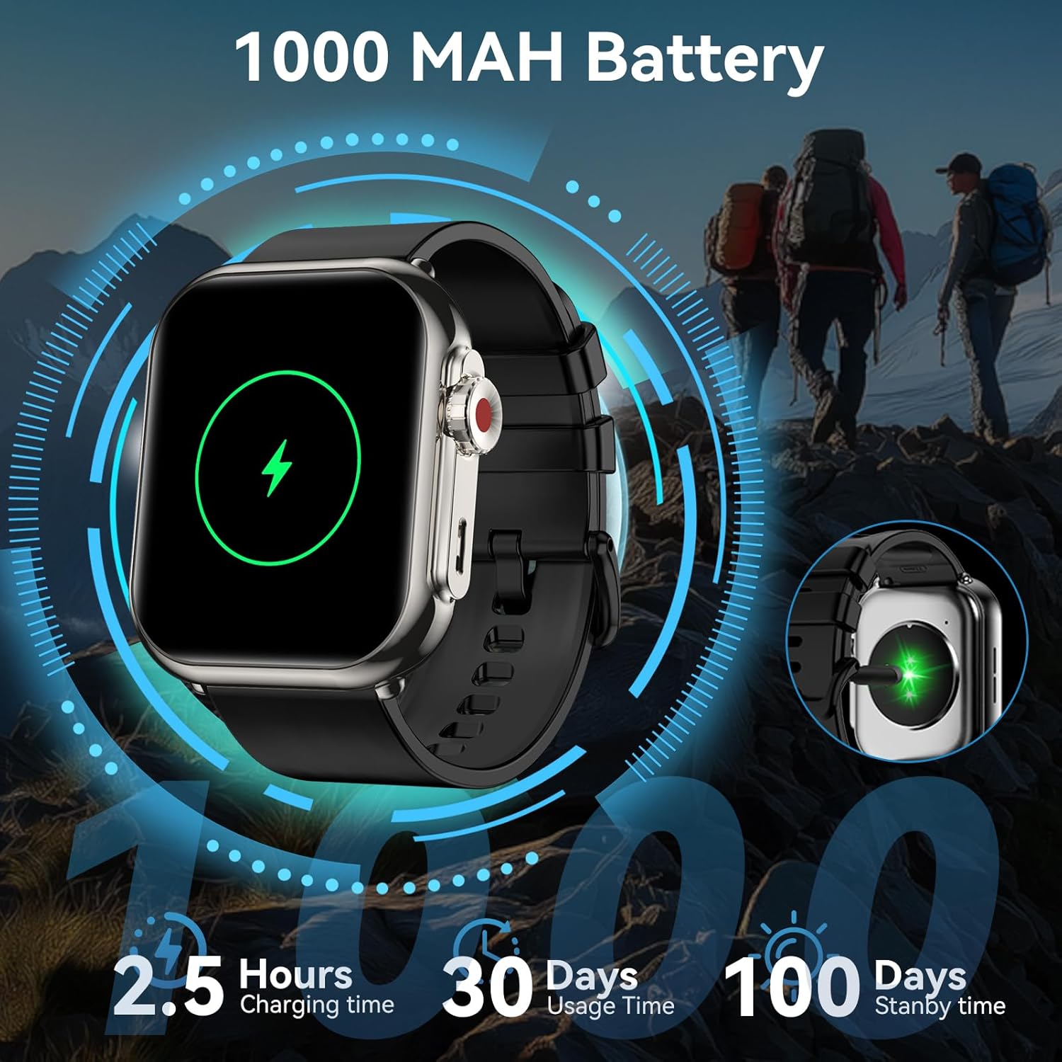 Smart Watch for Men Women, 1.85" HD Fitness Tracker (Answer/Make Call), 1000 mAh Battery, 120+ Sport Modes, 24/7 Heart Rate/Sleep Monitor Fitness Watch, IP68 Waterproof, Smartwatch for Android/iPhone 4 Smart Watch for Men Women, 1.85" HD Fitness Tracker (Answer/Make Call), 1000 mAh Battery, 120+ Sport Modes, 24/7 Heart Rate/Sleep Monitor Fitness Watch, IP68 Waterproof, Smartwatch for Android/iPhone - Image 4