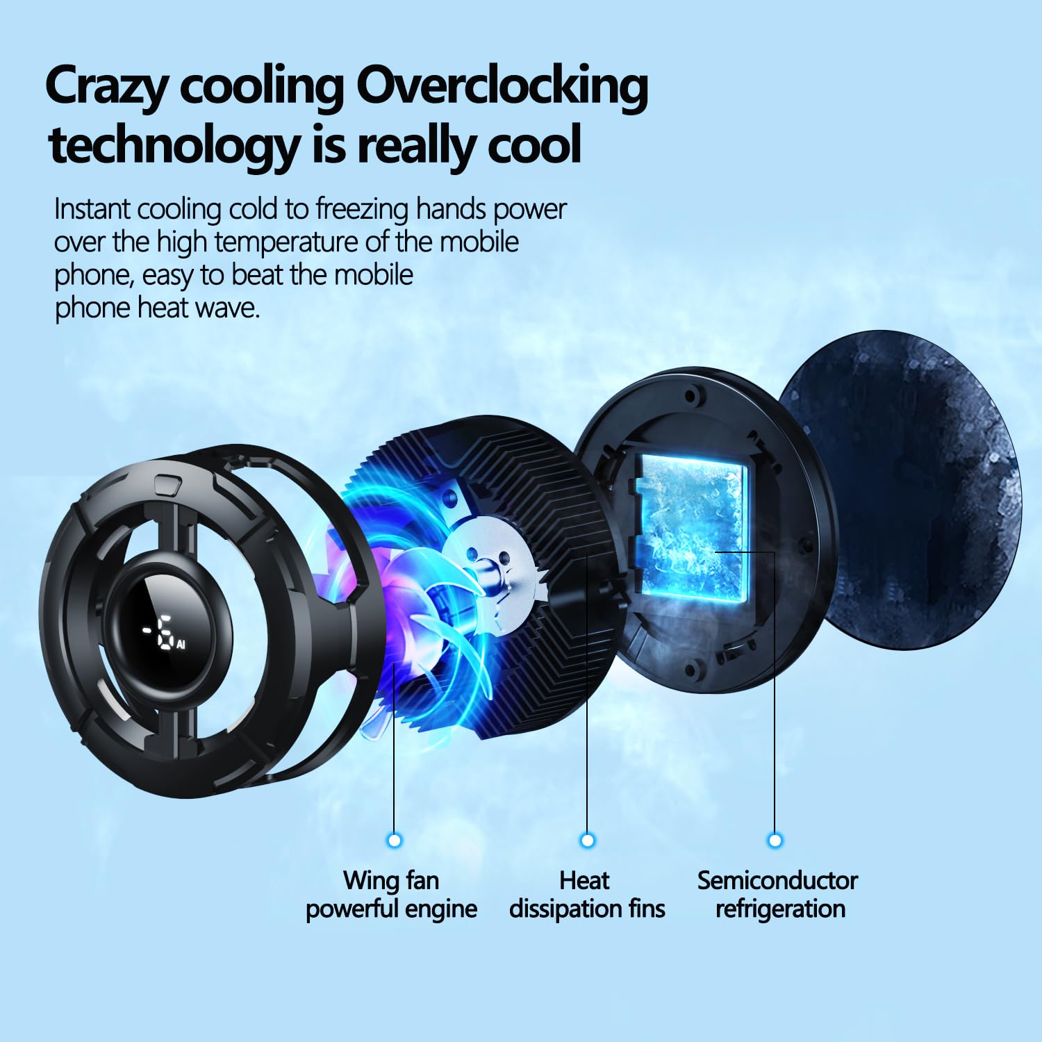 Mag-Safe Phone Cooler for Gaming, Cell iPhone Cooling Fan Hot Weather, Portable RGB Mobile Enfriador para Celular Case, Ventilador para Telefono ipad Keep Phone Cool, for iPhone/Android Series Phone 3 Mag-Safe Phone Cooler for Gaming, Cell iPhone Cooling Fan Hot Weather, Portable RGB Mobile Enfriador para Celular Case, Ventilador para Telefono ipad Keep Phone Cool, for iPhone/Android Series Phone - Image 3