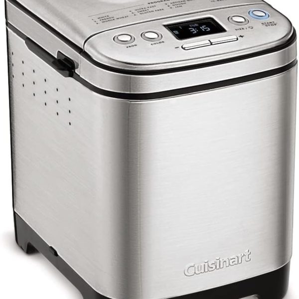 Cuisinart Bread Maker Machine, Stainless Steel Automatic Bread Machine with 12 Menu Options, 3 Loaf Sizes up to 2 Lb., 3 Crust Colors, Removable Nonstick Baking Pan & Kneading Paddle, CBK-110NAS
