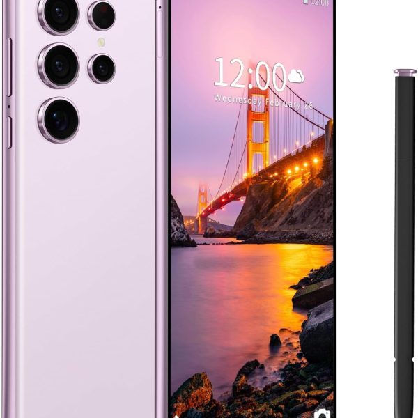I24 Ultra Unlocked Phone,Built in Pen The Phone,Smartphone Battery 6800mAh 6.8" HD Screen,Android 14 16+512GB with 128GB Memory Card Cell Phone,5G/Face ID/Fingerprint Lock/GPS (Purple, 16+512GB)
