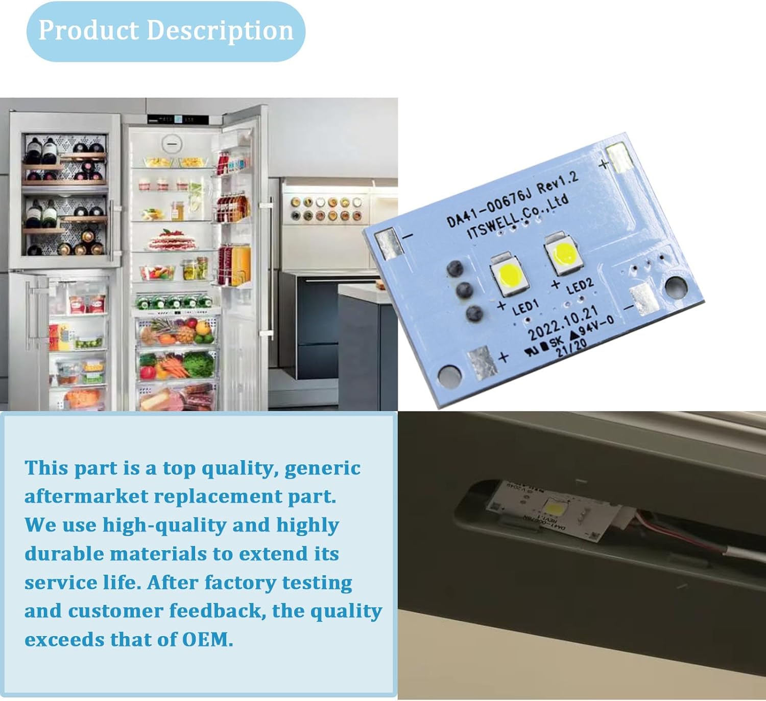 DA41-00676J Refrigerator assembly Lamp Refrigerator LED Light Compatible with Samsung AP6000168 PS11732779 3 DA41-00676J Refrigerator assembly Lamp Refrigerator LED Light Compatible with Samsung AP6000168 PS11732779 - Image 3