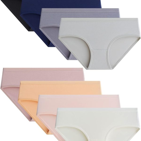 Adorel Teen Girls Underwear Cotton Panties Briefs Solid Color Pack of 8