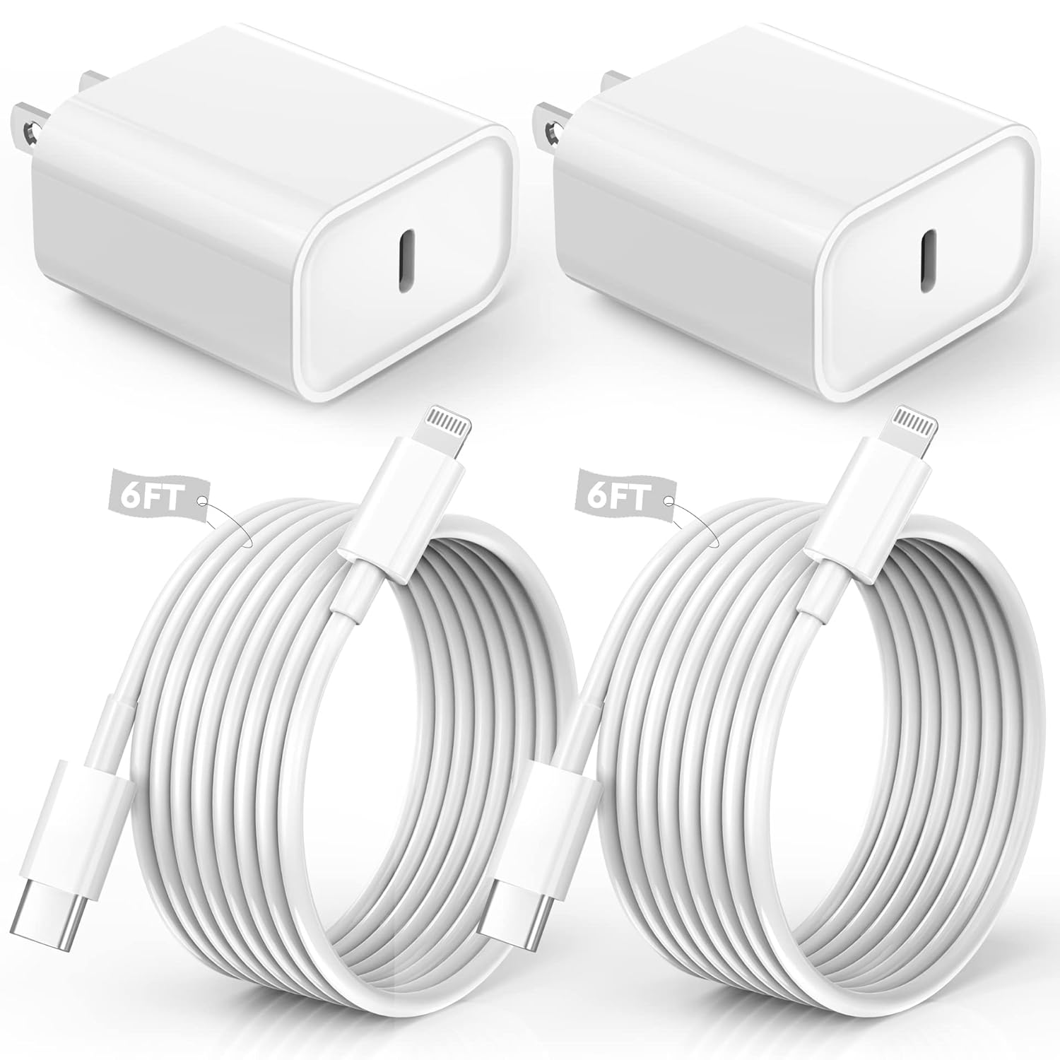 iPhone Charger Fast Charging,iPhone Fast Charger 2Pack Type C Fast iPhone Charger Fast Charging,iPhone Fast Charger 2Pack Type C Fast Charger Block Plug Adapter 6FT USB-C to Lightning Cable Cord for iPhone14/13/13 Pro/12 Pro/12 Pro Max/11/Xs Max/XR/X/SE,iPad,AirPods