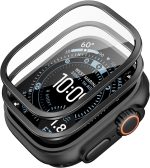 ESR Armorite Screen Protector for Apple Watch Ultra 3 2025 /Ultra 2 /Ultra (49 mm), Military Grade Protection, Tempered Glass Film with Aluminum Alloy Frame, Anti-Scratch, 2 Pack, Black