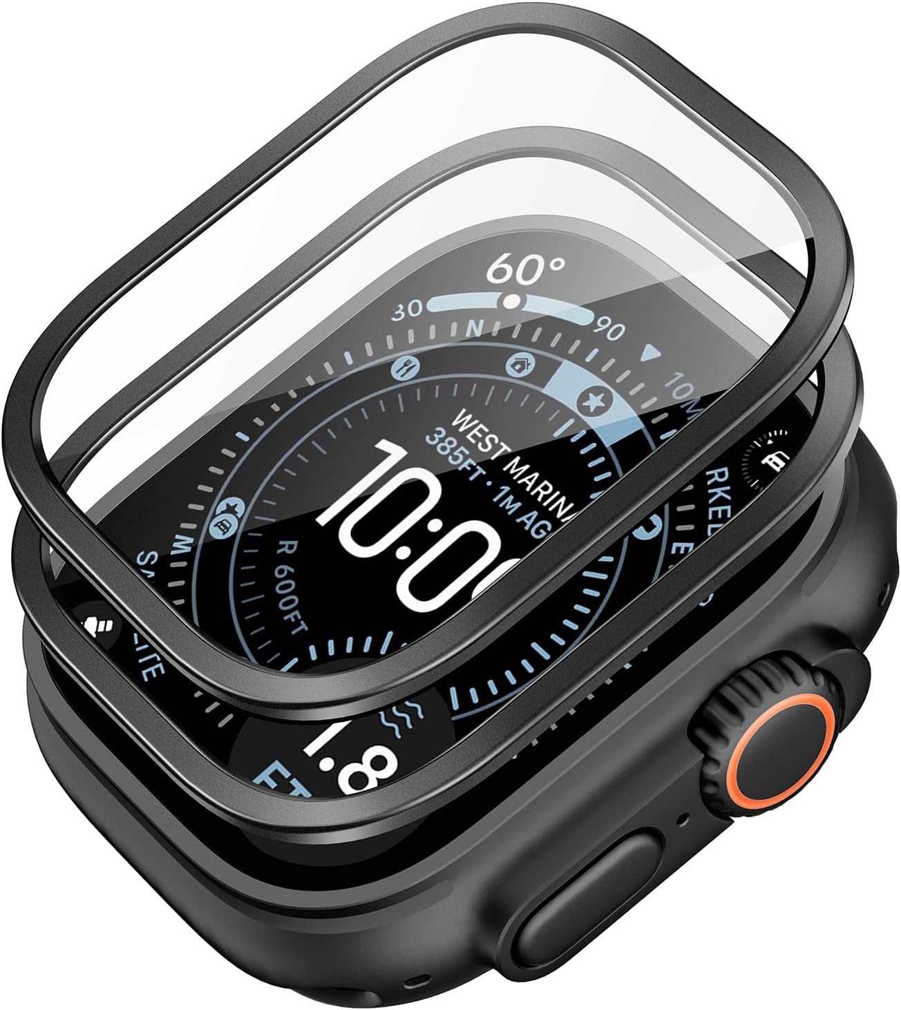 ESR Armorite Screen Protector for Apple Watch Ultra 3 2025 ESR Armorite Screen Protector for Apple Watch Ultra 3 2025 /Ultra 2 /Ultra (49 mm), Military Grade Protection, Tempered Glass Film with Aluminum Alloy Frame, Anti-Scratch, 2 Pack, Black