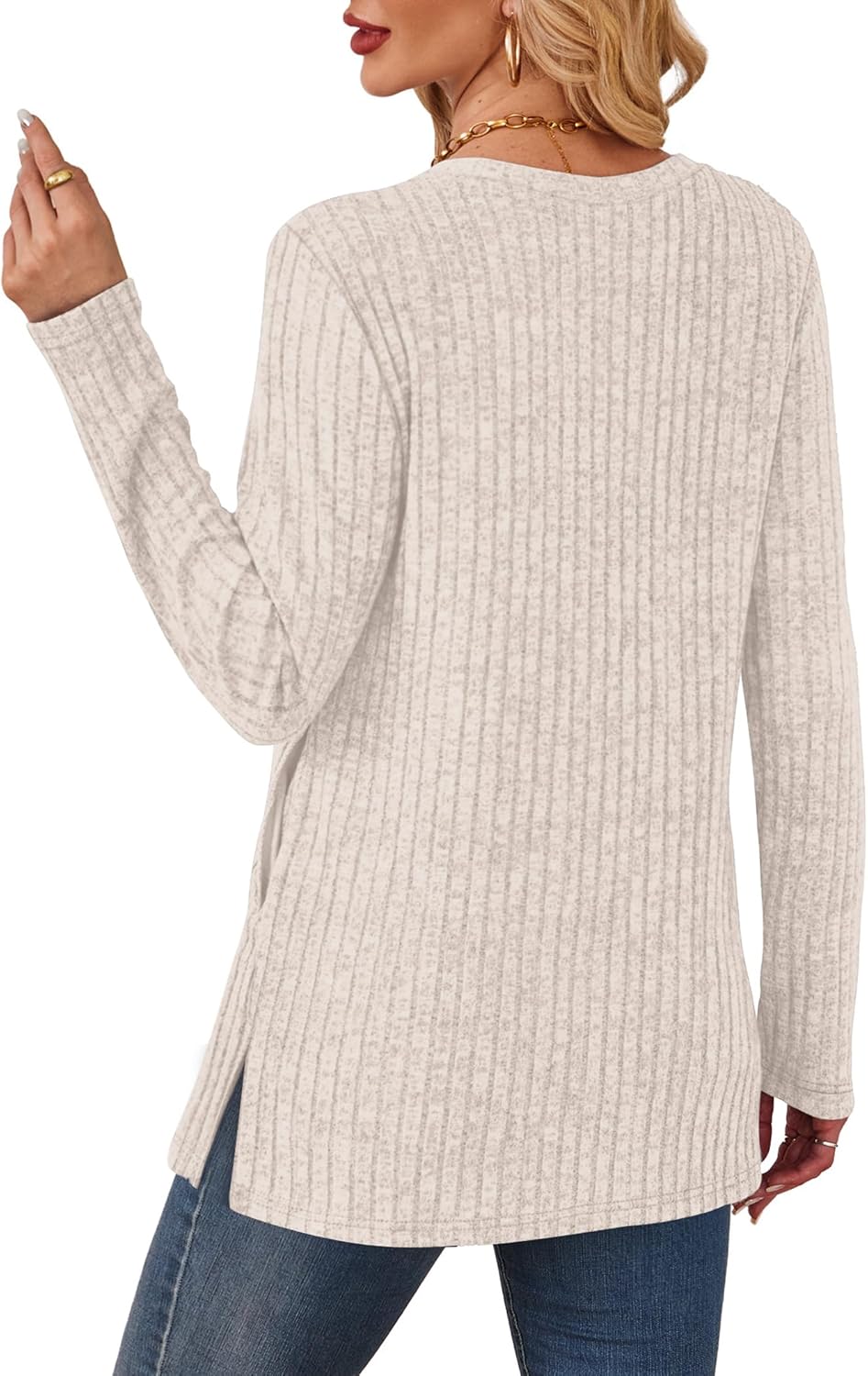 SAMPEEL Womens Sweaters Crewneck Long Sleeve Shirts with Pockets Fall Outfits 2025 Fashion Winter Clothing Side Slit 5 SAMPEEL Womens Sweaters Crewneck Long Sleeve Shirts with Pockets Fall Outfits 2025 Fashion Winter Clothing Side Slit - Image 5