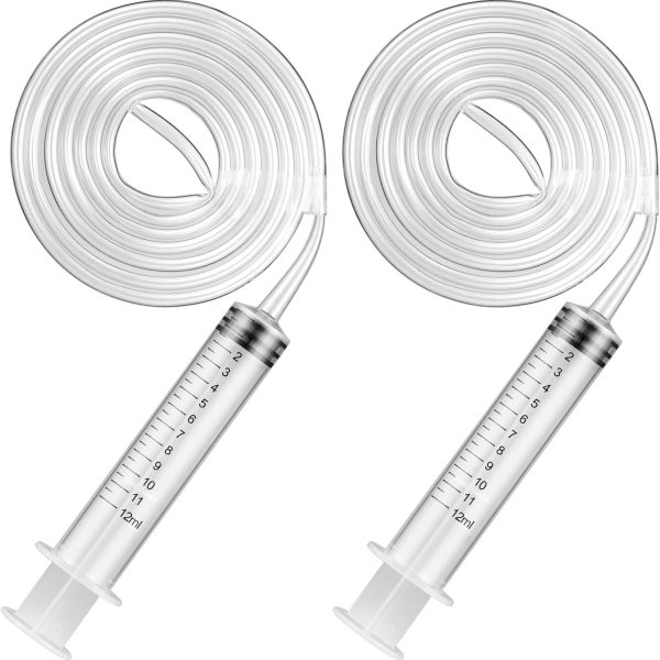 Gisafai 2 Set 36'' Refrigerator Cleaning Kit Compatible with Water Line for Refrigerator Frozen Unfreeze Your Ice Maker Dispenser Defroster Syringe Appliance Repair Tools