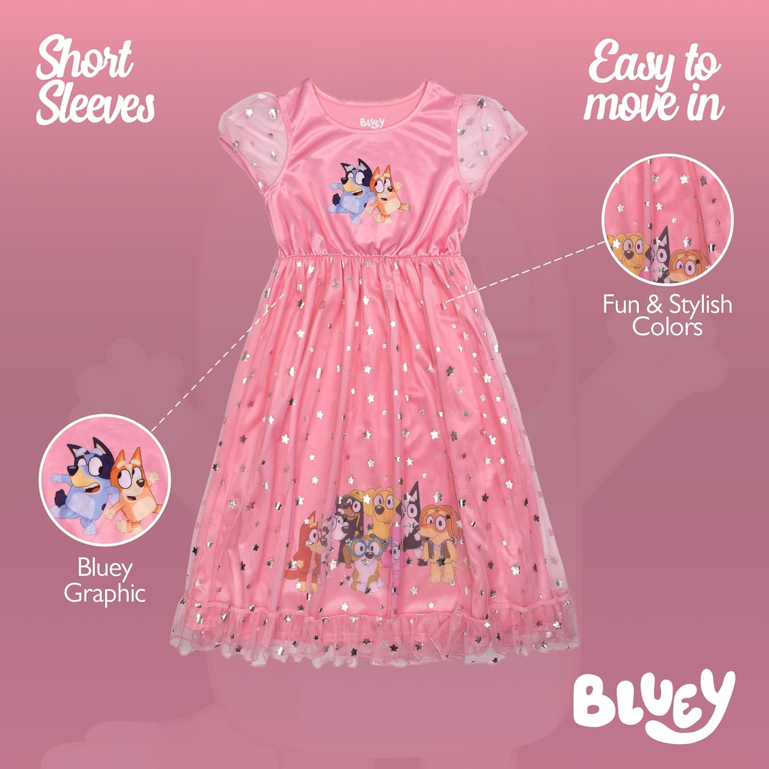 Bluey girls Fantasy Gown Nightgown 3 Bluey girls Fantasy Gown Nightgown - Image 3