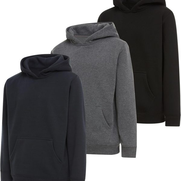 PURE CHAMP Boys Hoodies 3 Pack Fleece Pullover & Zip-Up Sweatshirts for Boys Kids Youth Plain Basic Everyday Wear Sizes 4-20