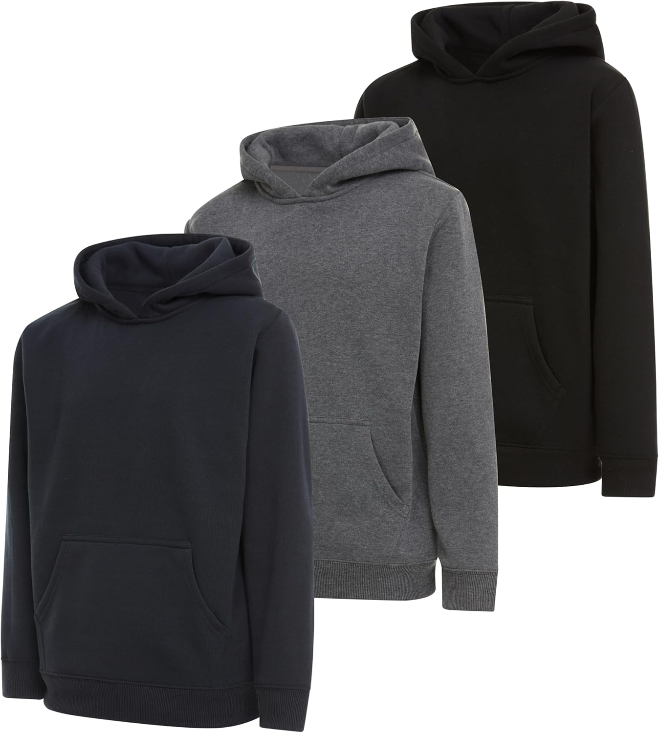 PURE CHAMP Boys Hoodies 3 Pack Fleece Pullover & Zip-Up PURE CHAMP Boys Hoodies 3 Pack Fleece Pullover & Zip-Up Sweatshirts for Boys Kids Youth Plain Basic Everyday Wear Sizes 4-20