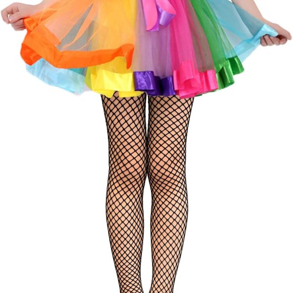 Girls Fishnet Stockings for Princess Dress High Waist Mesh Tights Cute Pattern Knit Socks