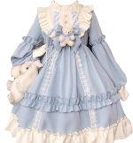 Girls Lolita Princess Dress Kawaii Long Sleeve Chiffon Skirt Cute Girl Dress