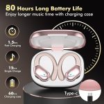 Wireless Earbuds, Sports Bluetooth Headphones, 80Hrs Playtime Ear Buds with LED Power Display, Noise Canceling Headset, IPX7 Waterproof Earphones for Workout/Running (Rose Gold) - Image 2