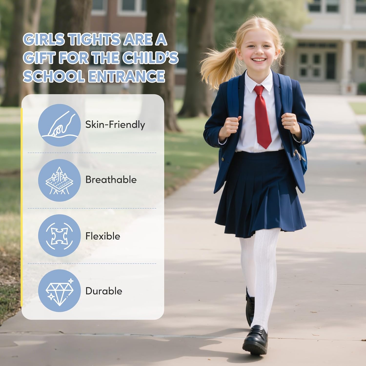 Zando 3Pack Girls Tights Kids Cable Knit Cotton Footed Seamless Tights Winter Warm Leggings Stockings for School Daily 4-12T 2 Zando 3Pack Girls Tights Kids Cable Knit Cotton Footed Seamless Tights Winter Warm Leggings Stockings for School Daily 4-12T - Image 2