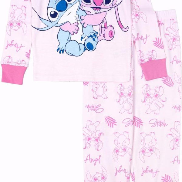Disney girls 2-piece Snug-fit Cotton Holiday Pajama Set, Soft & Cute for Kids
