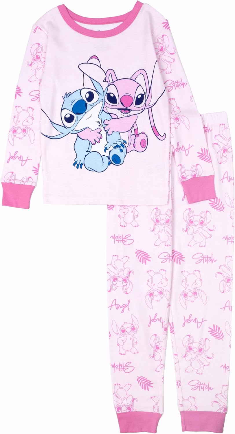 Disney girls 2-piece Snug-fit Cotton Holiday Pajama Set, Soft & Disney girls 2-piece Snug-fit Cotton Holiday Pajama Set, Soft & Cute for Kids
