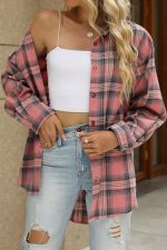 CHYRII Womens Button Down Flannel Shirts Long Sleeve Plaid Shackets Business Casual Blouse Top - Image 4