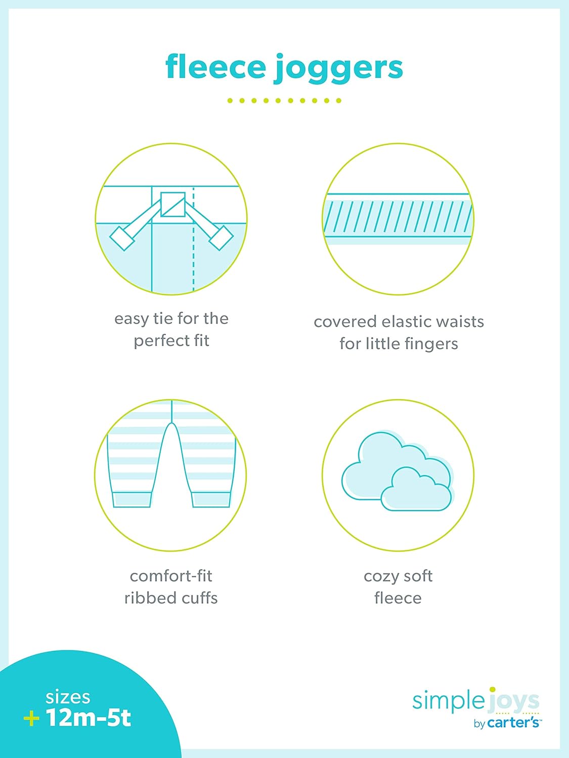 Simple Joys by Carter's Girls 2-Pack Fleece Joggers 5 Simple Joys by Carter's Girls 2-Pack Fleece Joggers - Image 5