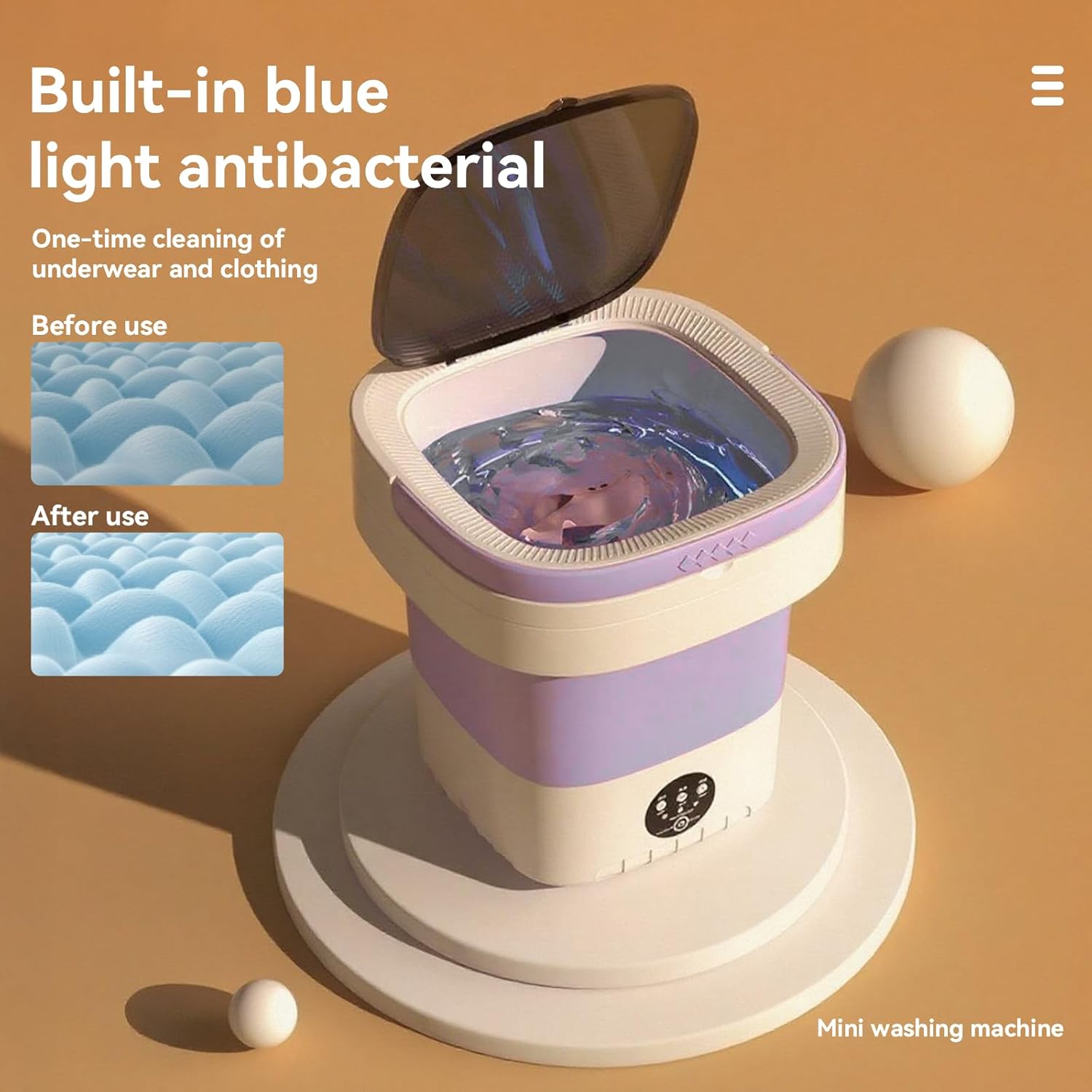 Portable Washing Machine,16L Small Washer with Spin Drainage Basket, 3 Modes Deep Cleaning Suitable for Underwear, Socks, Baby Clothes, Foldable Design Ideal for Apartments, Hotels, RV 7 Portable Washing Machine,16L Small Washer with Spin Drainage Basket, 3 Modes Deep Cleaning Suitable for Underwear, Socks, Baby Clothes, Foldable Design Ideal for Apartments, Hotels, RV - Image 7