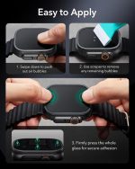 ESR Armorite Screen Protector for Apple Watch Ultra 3 2025 /Ultra 2 /Ultra (49 mm), Military Grade Protection, Tempered Glass Film with Aluminum Alloy Frame, Anti-Scratch, 2 Pack, Black - Image 9