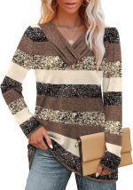 WIHOLL Long Sleeve Shirts for Women Fall Outfits V Neck T Shirts Button Down Tunic Tops Fashion Clothing - Image 2