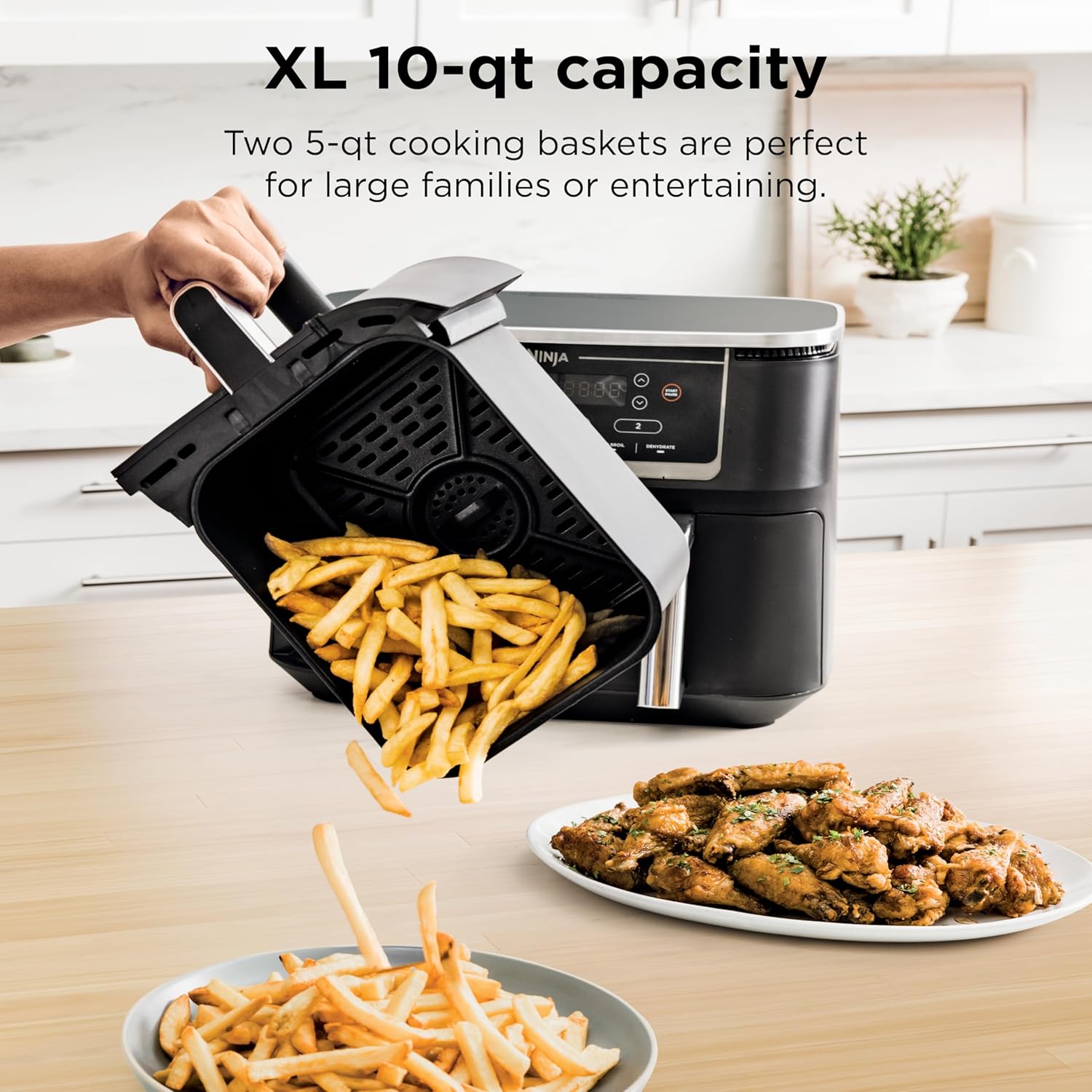 Ninja DZ550 Foodi 10 Quart 6-in-1 DualZone Smart XL Air Fryer with 2 Independent Baskets, Smart Cook Thermometer for Perfect Doneness, Match Cook & Smart Finish to Roast, Dehydrate & More, Grey 5 Ninja DZ550 Foodi 10 Quart 6-in-1 DualZone Smart XL Air Fryer with 2 Independent Baskets, Smart Cook Thermometer for Perfect Doneness, Match Cook & Smart Finish to Roast, Dehydrate & More, Grey - Image 5