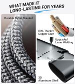 Temdan for Travel Vacation Essentials,3 in 2 USB C Cable for Apple Watch Charger/iPhone 17 Charger/Lightning,Multi Charging Cable Cord,Camping Essentials,Designed for iWatch &iPhone 16-12-4FT Black - Image 6