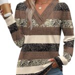 WIHOLL Long Sleeve Shirts for Women Fall Outfits V Neck T Shirts Button Down Tunic Tops Fashion Clothing