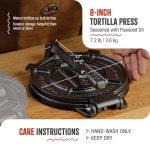 Victoria 8 Inches Cast Iron Tortilla Press, Roti Maker and Tortilladora, Pataconera Seasoned with Flaxseed Oil, Made in Colombia - Image 6