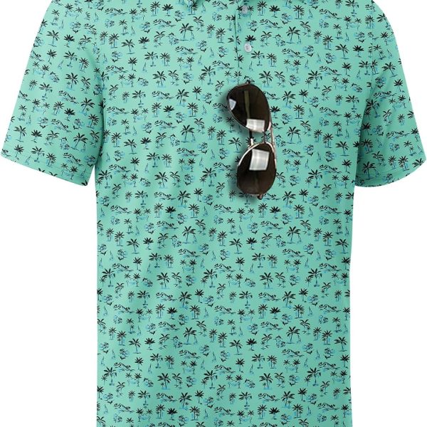 ZITY Men's Golf Shirts Short Sleeve Moisture Wicking Performance Print Patterns Casual Collared Golf Polo Shirt for Men