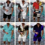 Mens Short Sets 2 Piece Outfits Polo Shirt Fashion Summer Tracksuits Casual Set Short Sleeve and Shorts Set for Men - Image 6