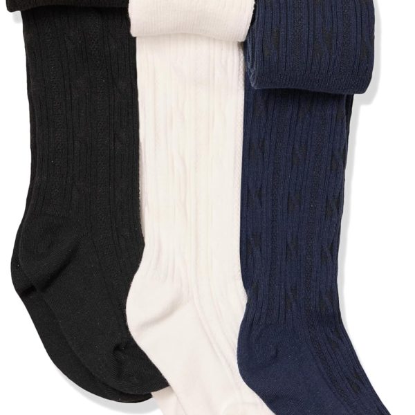 Amazon Essentials Girls' Cable Knit Tight, Pack of 3