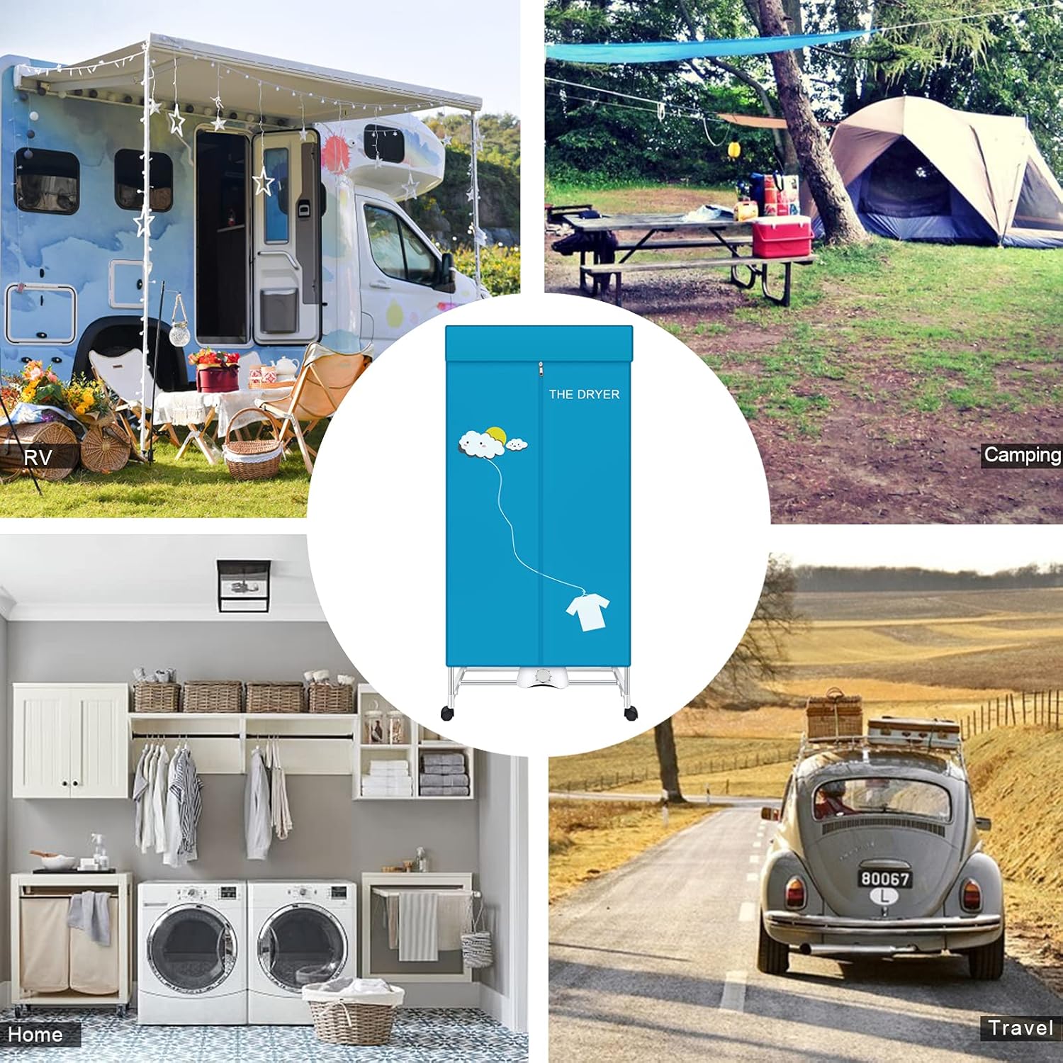 Portable Dryer, 110V 1000W Electric Clothes Dryer Machine, Double Layer Stackable, Stainless Steel, Blue, 15kg Capacity, Front Load, Ideal for Apartments, RV, Families, Campers 3 Portable Dryer, 110V 1000W Electric Clothes Dryer Machine, Double Layer Stackable, Stainless Steel, Blue, 15kg Capacity, Front Load, Ideal for Apartments, RV, Families, Campers - Image 3