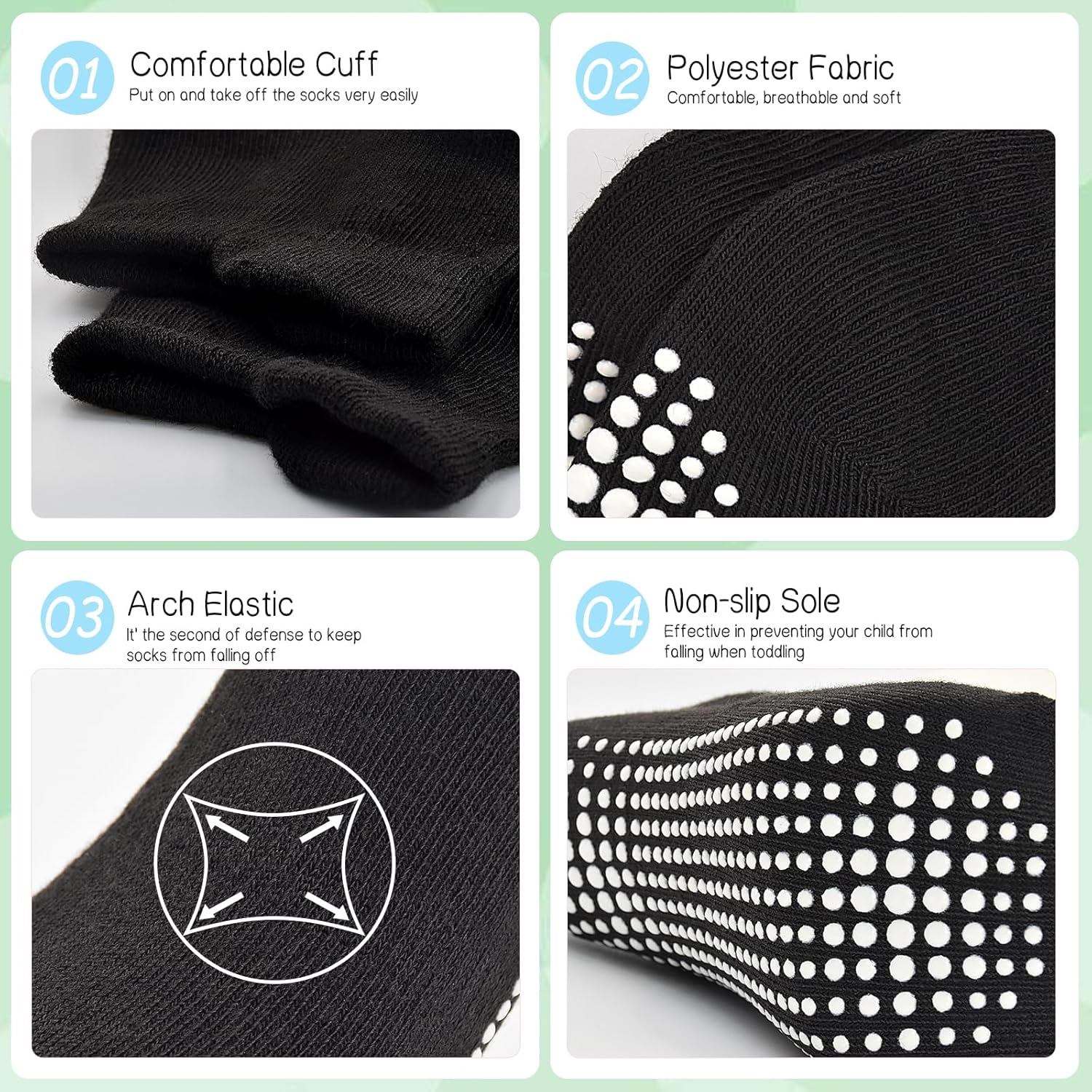 GRPSKCOS Non Slip Toddler Socks 15 Pairs Toddler Grip Anti Skid Low Cut Socks for 1-7 Years Boys Girls 2 GRPSKCOS Non Slip Toddler Socks 15 Pairs Toddler Grip Anti Skid Low Cut Socks for 1-7 Years Boys Girls - Image 2