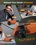 for iPhone 17 Pro Max Case with Credit Card Holder, Built-in Camera Cover & Stand, Silicone Bumper Raised Edge Full Body Protective Phone Cover Case for iPhone 17 Pro Max 6.9" 2025, Orange - Image 4