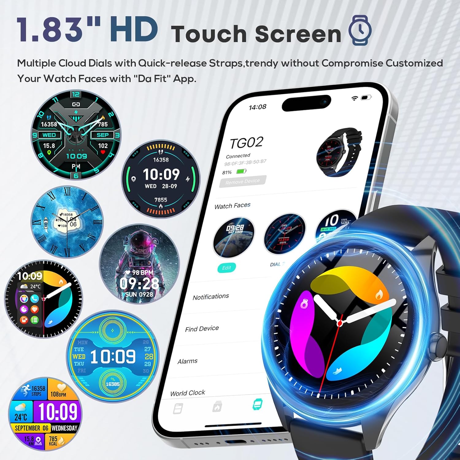 Smart Watches for Women Men, 1.39" HD IPS Touchscreen Smartwatch with 120 Sports Modes, Heart Rate/Sleep Monitor, IP67 Waterproof, Bluetooth Call & Music Control for iPhone/Android (Black) 3 Smart Watches for Women Men, 1.39" HD IPS Touchscreen Smartwatch with 120 Sports Modes, Heart Rate/Sleep Monitor, IP67 Waterproof, Bluetooth Call & Music Control for iPhone/Android (Black) - Image 3
