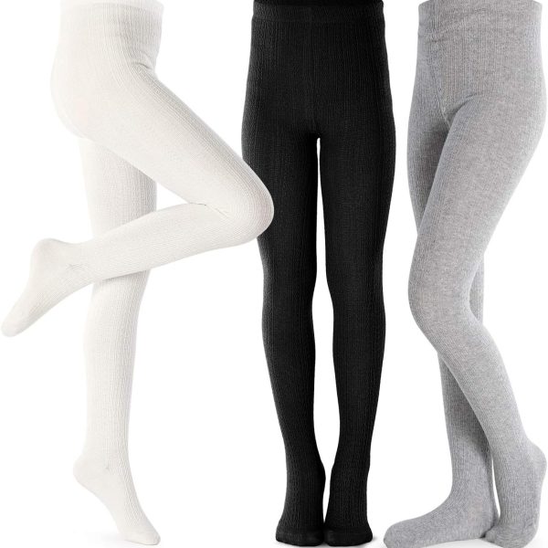 Girls Tights Toddler Cable Knit Cotton Footed Seamless Dance Ballet Baby Girls' Leggings 3/4 Pack