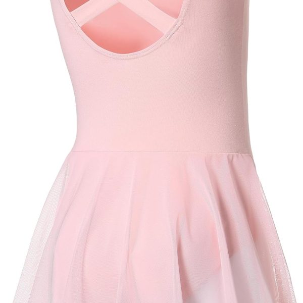 DIPUG Ballet Leotards for Girls Ballet Leotard with Skirt Toddler Dance Leotards Flutter Sleeve and Criss-Cross Back