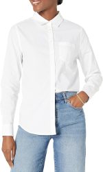 Amazon Essentials Womens Regular-Fit Long-Sleeve Button-Down Poplin Shirt