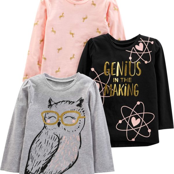 Simple Joys by Carter's Baby-Girls 3-Pack Graphic Long-Sleeve Tees