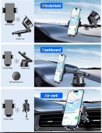 Qifutan Dash Mounted Holders Phone Holders for Your Car Phone Mount for Car Windshield Dashboard Air Vent Universal Desk Mounts Hands Free Automobile Cell Phone Holder Fit for iPhone Smartphone - Image 4