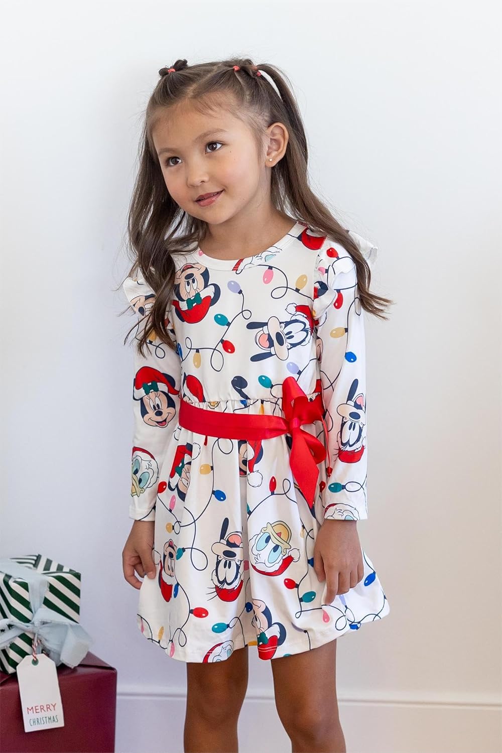 Disney Princess Frozen Elsa Minnie Mickey Stitch Ruffle Sleeve Dress A Line Long Sleeve Kids Clothes Baby to Toddler 4 Disney Princess Frozen Elsa Minnie Mickey Stitch Ruffle Sleeve Dress A Line Long Sleeve Kids Clothes Baby to Toddler - Image 4